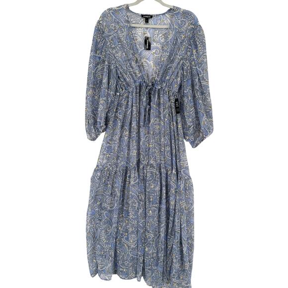 Express Swim Cover Up Womens XL Sheer Full Length Beach Yacht Sheer Tiered NWT - Picture 3 of 9